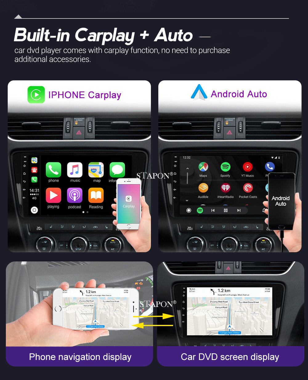 STAPON 13inch 6+64G for mazda cx5 2012-2016 android16 1920x1200p 2k screen carplay android auto OCTA CORE support 360camera car android headunit car android stereo WiFi Bluetooth 5.0 GPS FM rear view S133
