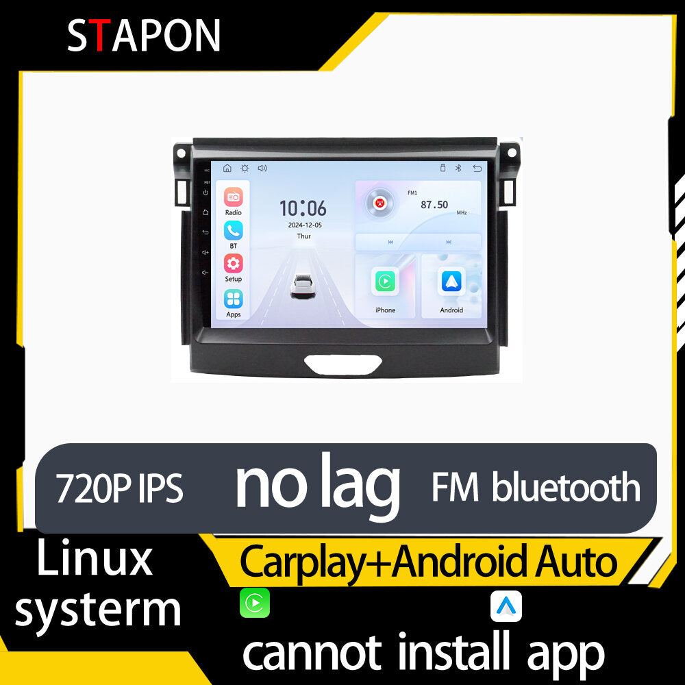 STAPON 9inch for ford everest ranger 2016-2023 linux mp5 with carplay android auto fm 1280x720p ips screen mirror link touch screen steering control L5