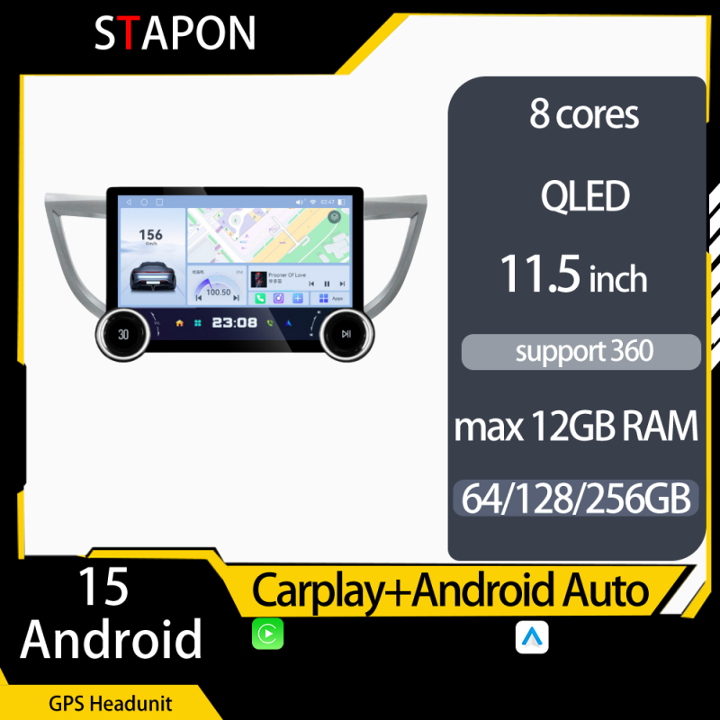 STAPON 11.5inch 64GB 128GB for honda crv 2012-2016 android16 1920x1200p 2k screen carplay android auto 8CORE support 360camera car android headunit stereo 4g WiFi Bluetooth 5.0 GPS am FM rear view S115