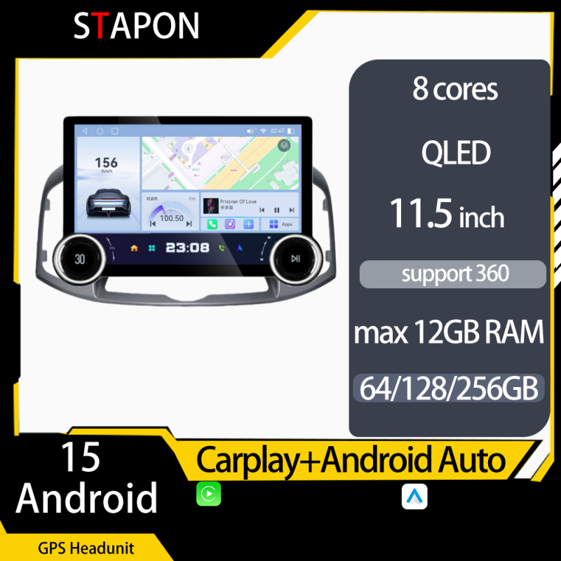 STAPON 11.5inch 64GB 128GB for chevrolet captiva android16 1920x1200p 2k screen carplay android auto 8CORE support 360camera car android headunit stereo 4g WiFi Bluetooth 5.0 GPS am FM rear view S115