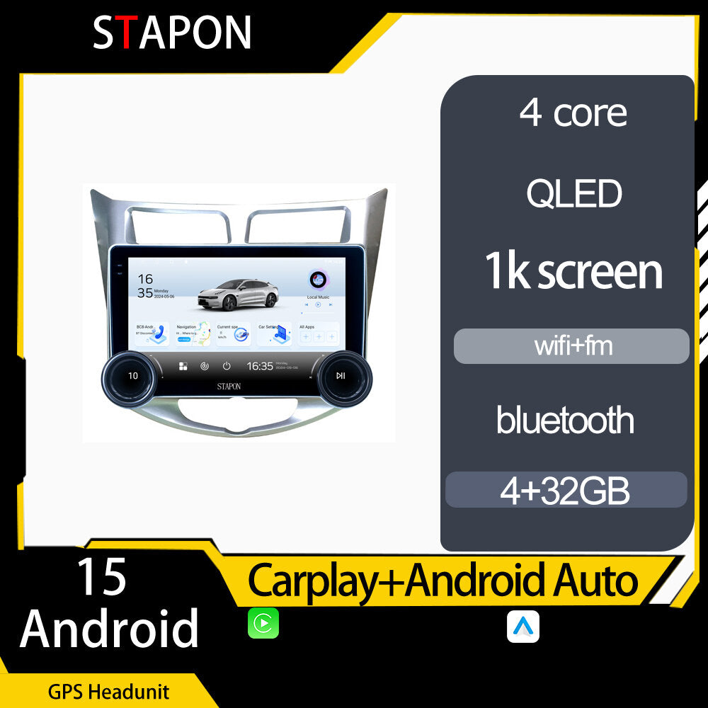 STAPON 10.5inch 4+32GB for hyundai accent 2010-2018 android16 carplay android auto 2.5D qled 1k SCREEN quad CORE car android head unit stereo WiFi Bluetooth GPS FM rear view S105