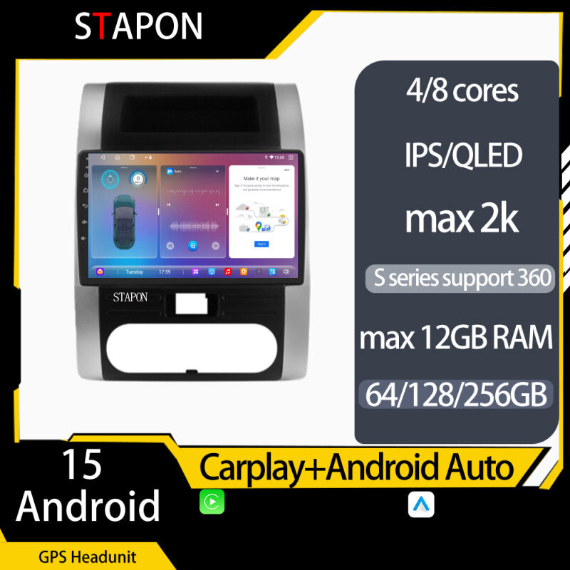 STAPON 10inch for Nissan xtrail 2007-2012 android16 64 128 256GB 2k QLED IPS OCTA CORE voice command DSP 4G LTE carplay android auto 360camera car stereo android HEADUNIT plug play WiFi Bluetooth GPS