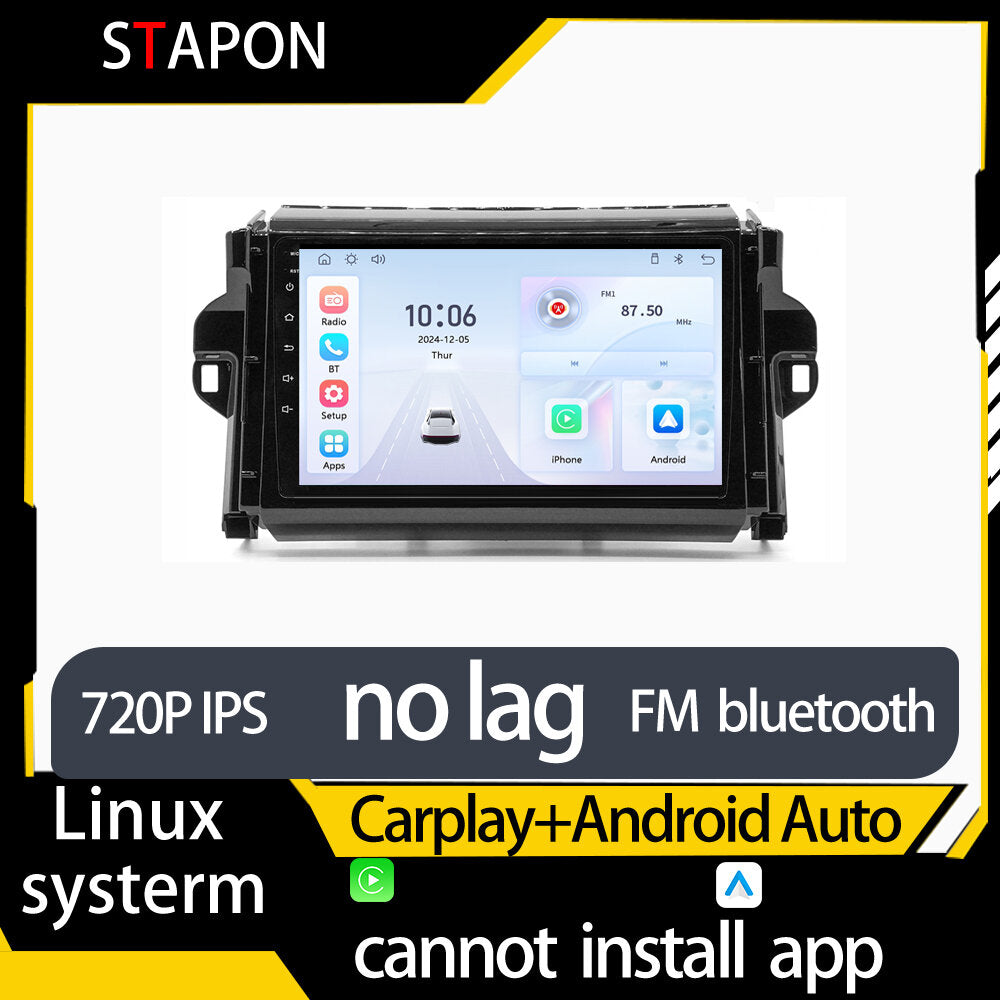 STAPON 9inch for toyota fortuner 2016-2023 linux mp5 with carplay android auto fm 1280x720p ips screen mirror link touch screen steering control L5