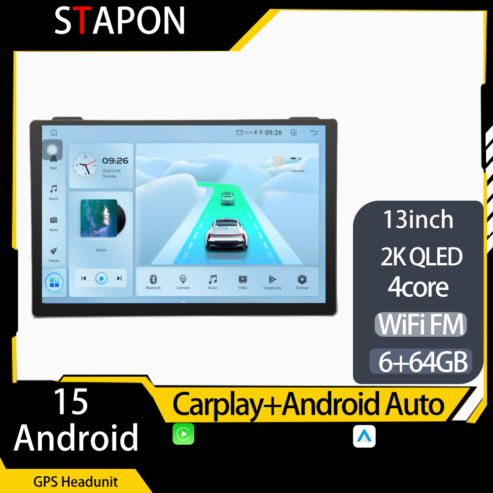 STAPON 13inch 64GB 128GB for prado 2004-2008 android16 2k 1920x1200p screen carplay android auto 2.5D qled SCREEN quad CORE car android headunit car android stereo WiFi Bluetooth 5.0 GPS FM rear view S132