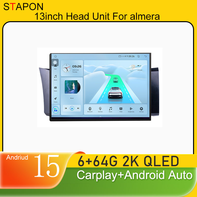 STAPON 13inch 6+64GB for toyota-86 android16 2k 1920x1200p screen carplay android auto 2.5D qled SCREEN quad CORE car android headunit car android stereo WiFi Bluetooth 5.0 GPS FM rear view S132