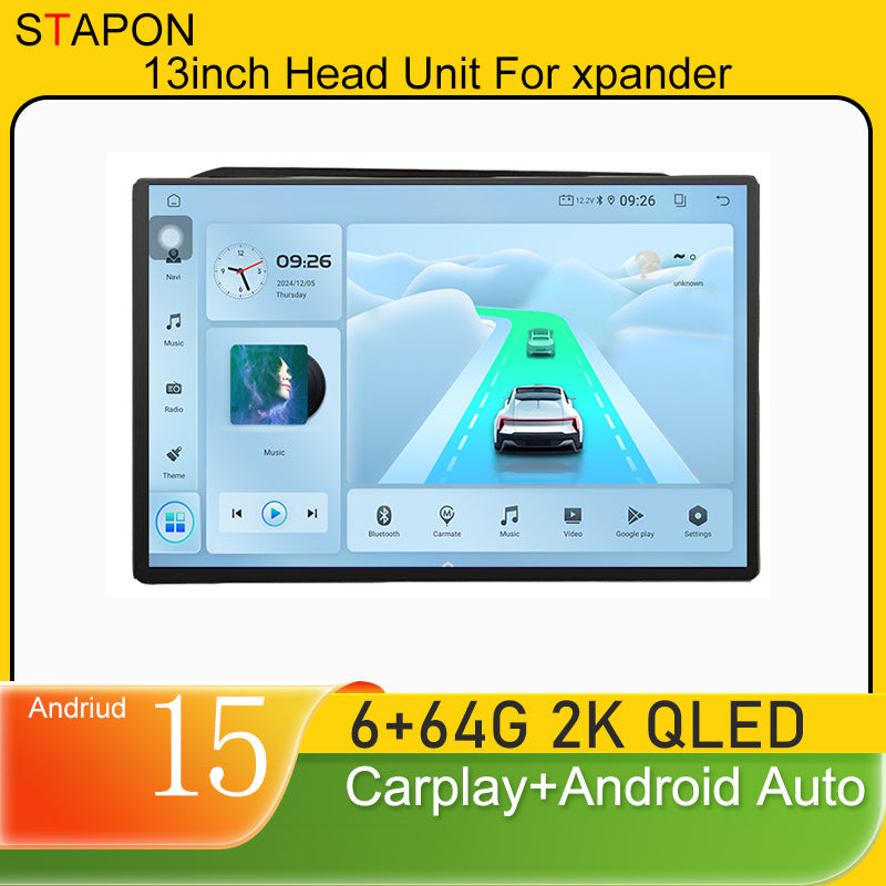 STAPON 13inch 6+64GB for mitsubishi xpander 2023-2025 android16 2k 1920x1200p screen carplay android auto 2.5D qled SCREEN quad CORE car android headunit car android stereo WiFi Bluetooth 5.0 GPS FM rear view S132