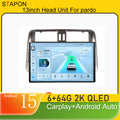 STAPON 13inch 6+64GB for toyota pardo 2010-2013 Android15 2k 1920x1200p screen carplay android auto 2.5D qled SCREEN quad CORE car android headunit car android stereo WiFi Bluetooth 5.0 GPS FM rear view S132