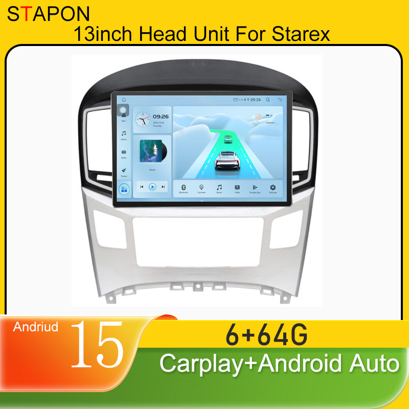 STAPON 13inch 6+64GB for hyundai starex 2017-2021 android16 2k 1920x1200p screen carplay android auto 2.5D qled SCREEN quad CORE car android headunit car android stereo WiFi Bluetooth 5.0 GPS FM rear view S132