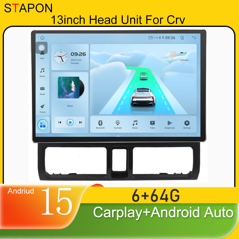 STAPON 13inch 6+64GB for honda crv 2002-2006 android16 2k 1920x1200p screen carplay android auto 2.5D qled SCREEN quad CORE car android headunit car android stereo WiFi Bluetooth 5.0 GPS FM rear view S132