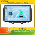 STAPON 13inch 6+64GB for hyundai kona android16 2k 1920x1200p screen carplay android auto 2.5D qled SCREEN quad CORE car android headunit car android stereo WiFi Bluetooth 5.0 GPS FM rear view S132