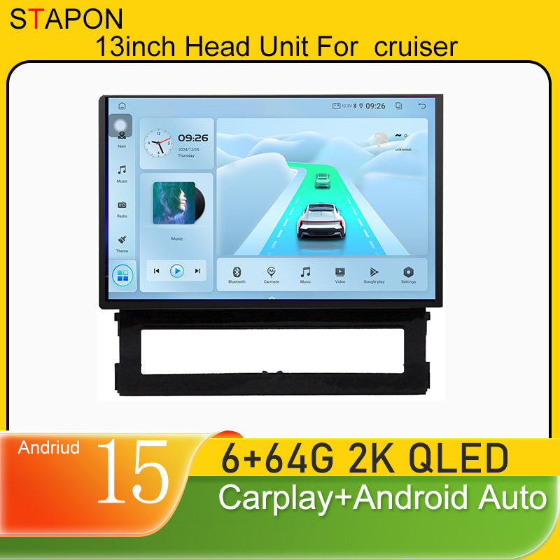 STAPON 13inch 6+64GB for toyota land cruiser 2016-2019 android16 2k 1920x1200p screen carplay android auto 2.5D qled SCREEN quad CORE car android headunit car android stereo WiFi Bluetooth 5.0 GPS FM rear view S132