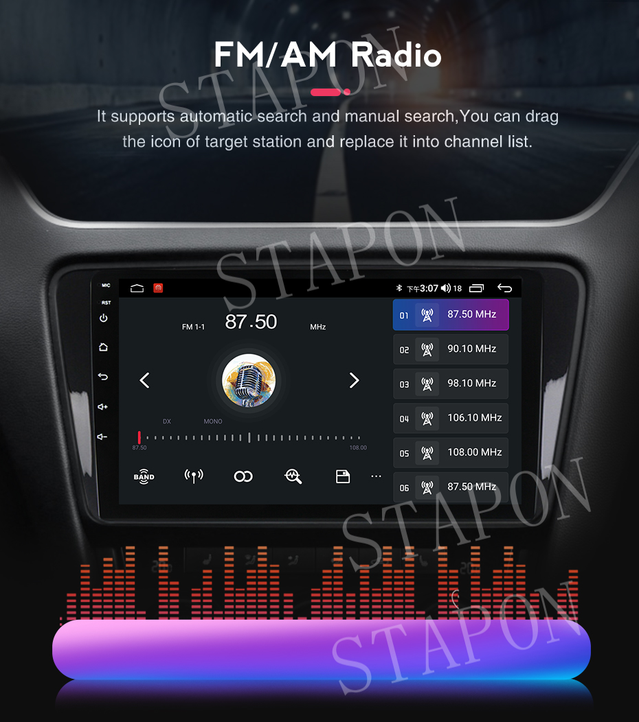 STAPON 1din 9inch 64 128 256GB android16 DSP 4G LET carplay android auto 360camera car android headunit STEREO 2.5D qled touch screen WiFi Bluetooth GPS AM FM s81