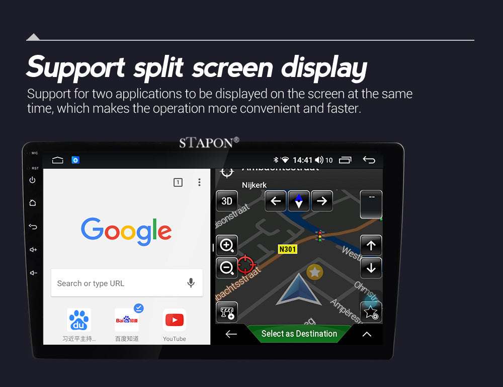 STAPON 10inch 6+64GB android16 carplay android auto voice command 2din car android head unit car stereo touch screen WiFi Bluetooth GPS navigation FM mirror link reverse view 1006