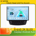 STAPON 13inch 6+64GB for honda accord 7generation android16 2k 1920x1200p screen carplay android auto 2.5D qled SCREEN quad CORE car android headunit car android stereo WiFi Bluetooth 5.0 GPS FM rear view S132