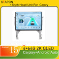 STAPON 13inch 6+64GB for toyota camry 2012-2015 android16 2k 1920x1200p screen carplay android auto 2.5D qled SCREEN quad CORE car android headunit car android stereo WiFi Bluetooth 5.0 GPS FM rear view S132